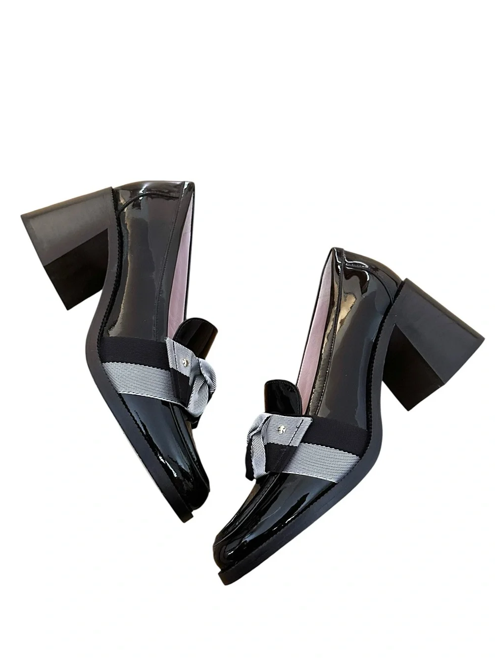 Kate Spade New York Leandra Heeled Chunky Loafer Size 8.5 Glossy Black Patent